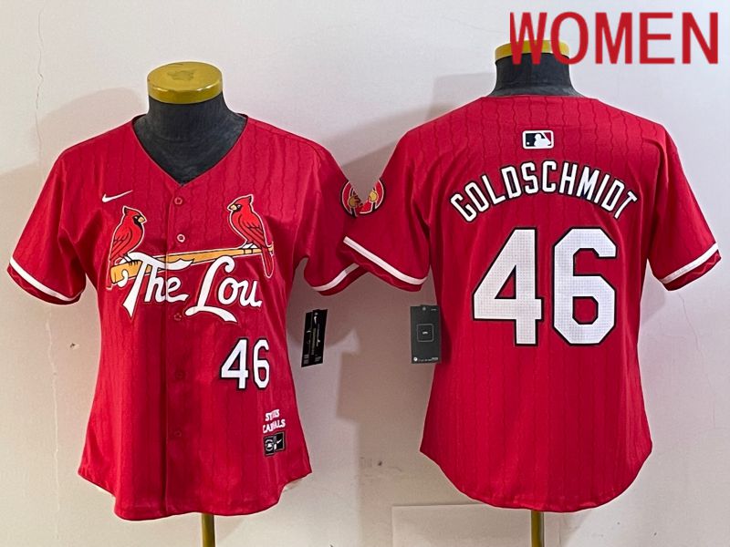 Women St.Louis Cardinals #46 Goldschmidt Red City Edition 2024 Nike MLB Jersey style 1->women mlb jersey->Women Jersey